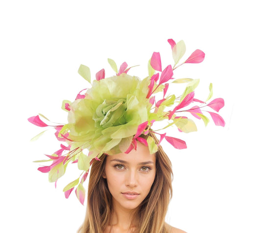 Britney Large Feather Rose Floral Fascinator Hat