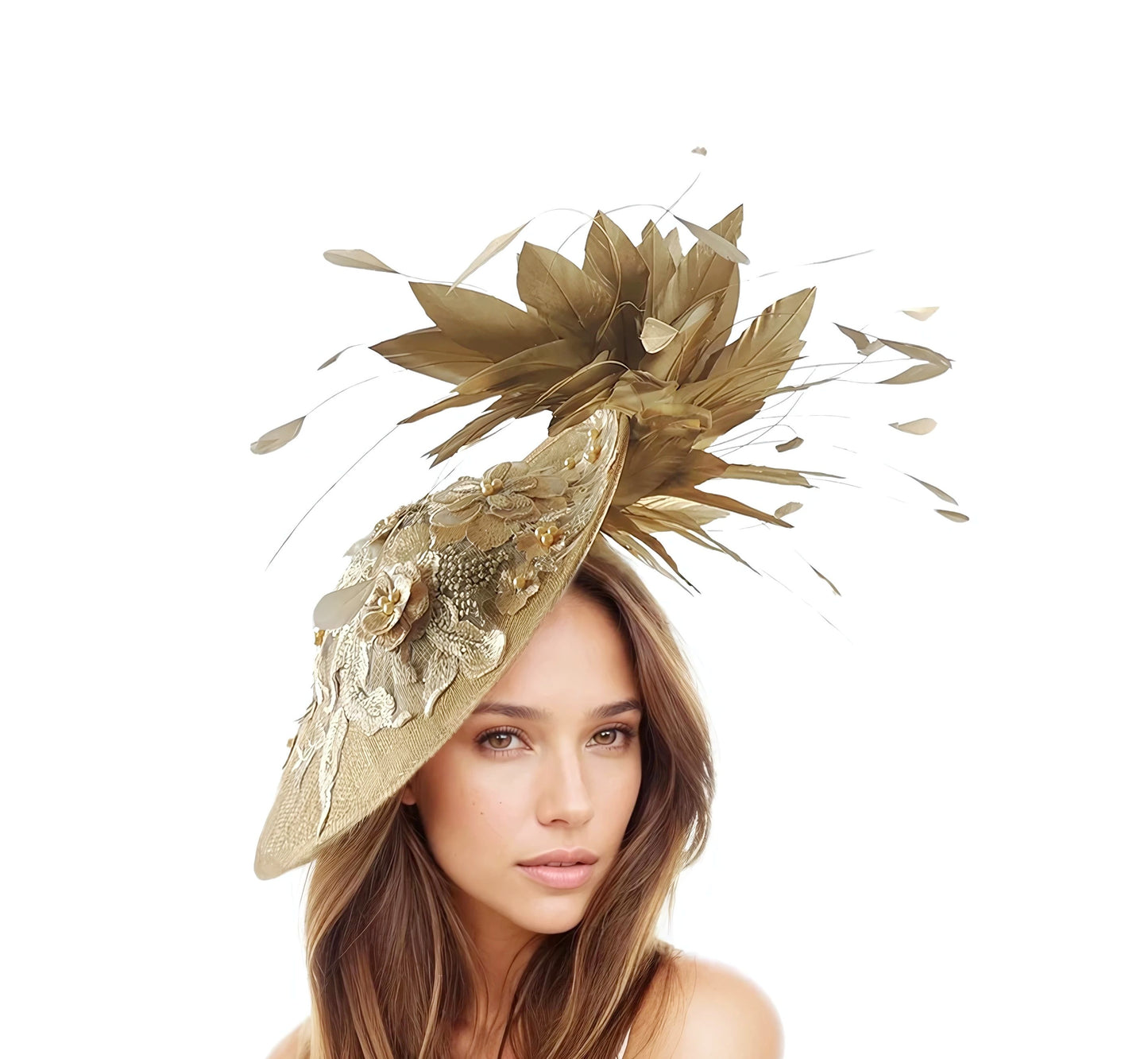 Julia Embroidered Jeweled Crystal Feather Kentucky Derby High Tea Fascinator