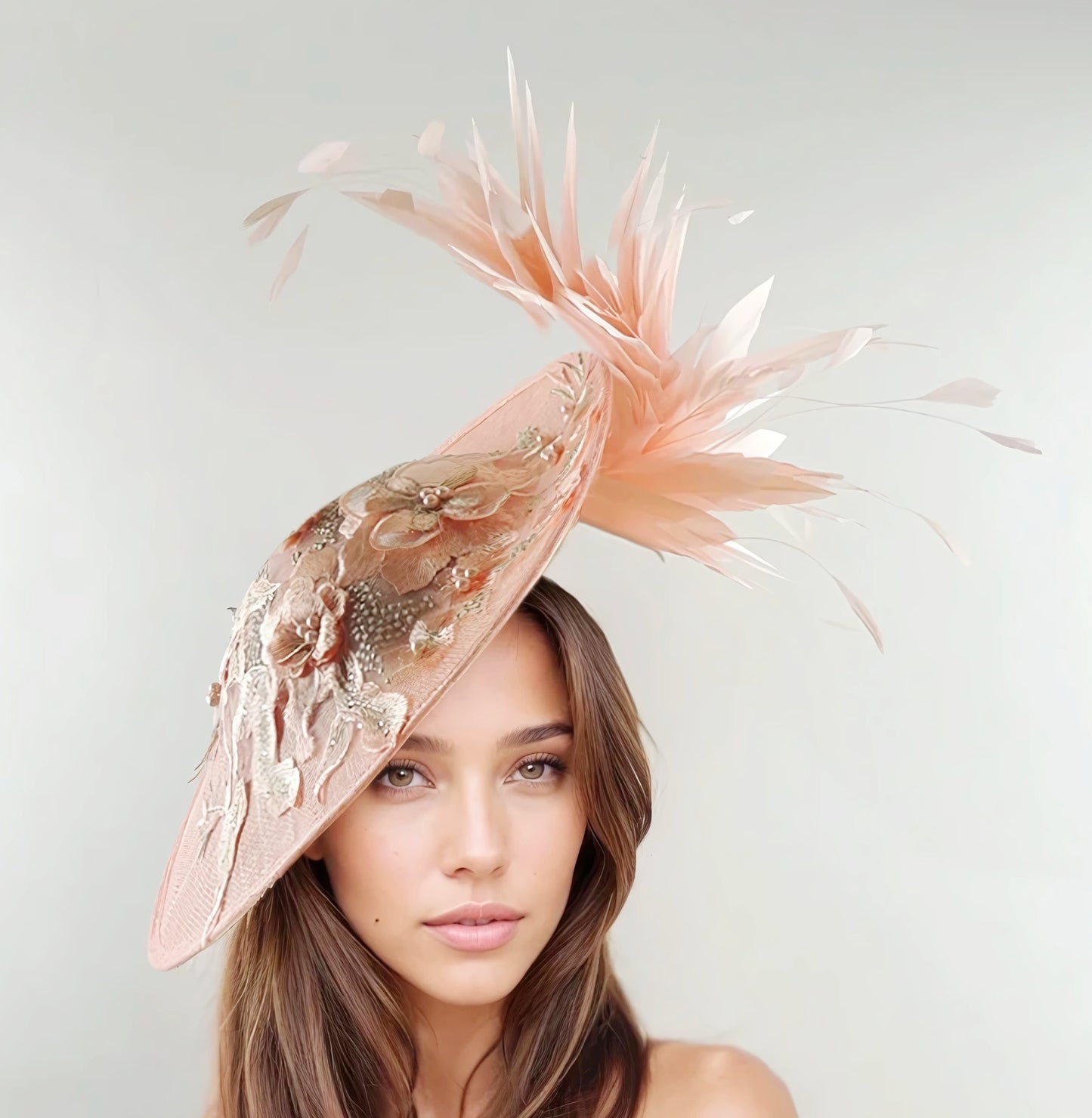 Julia Embroidered Jeweled Crystal Feather Kentucky Derby High Tea Fascinator