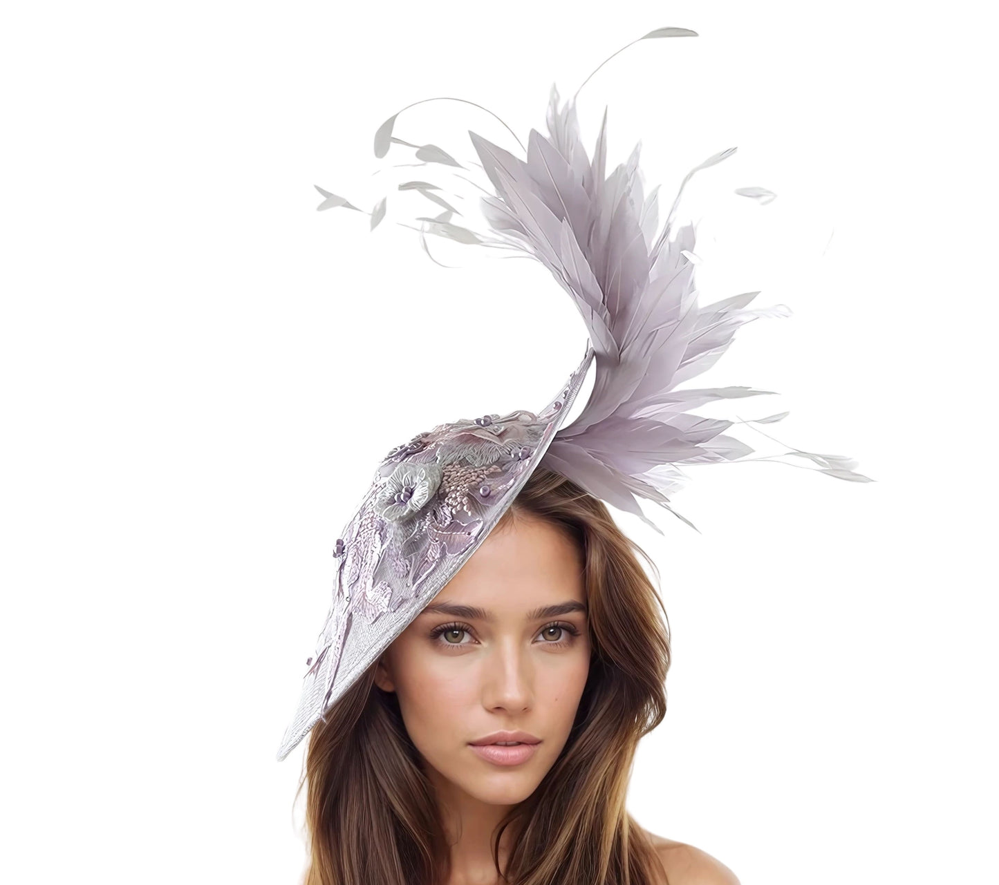 Julia Embroidered Jeweled Crystal Feather Kentucky Derby High Tea Fascinator