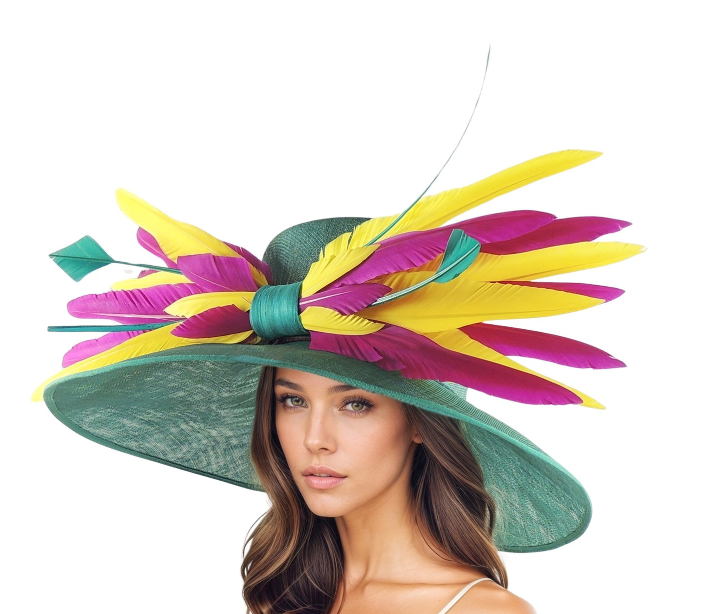 Bentley Wide Brimmed Large Feather Kentucky Derby Hat