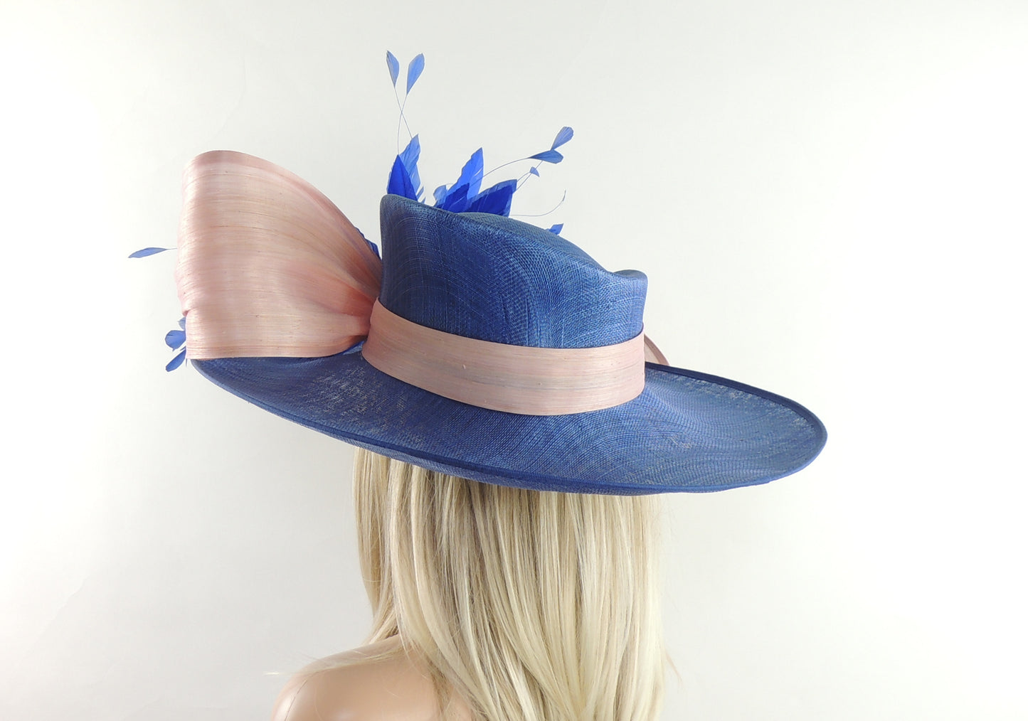 Myla Wide Brim Bow & Feather Ascot & Kentucky Derby Hat