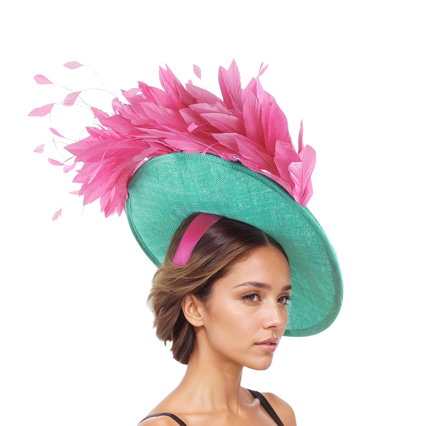 Aneska Feather Saucer Disc Ascot Fascinator Hat