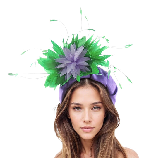 Carina Padded Extra Wide Silk & Feather Headband Fascinator