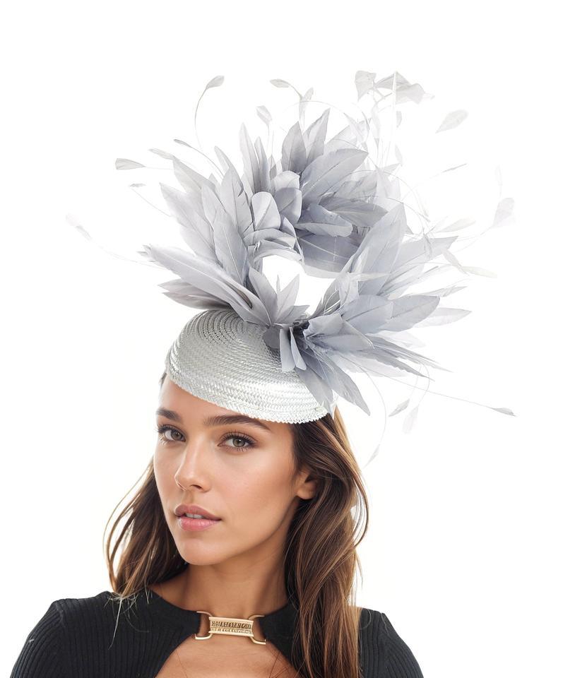 Silver grey fascinator hat on sale