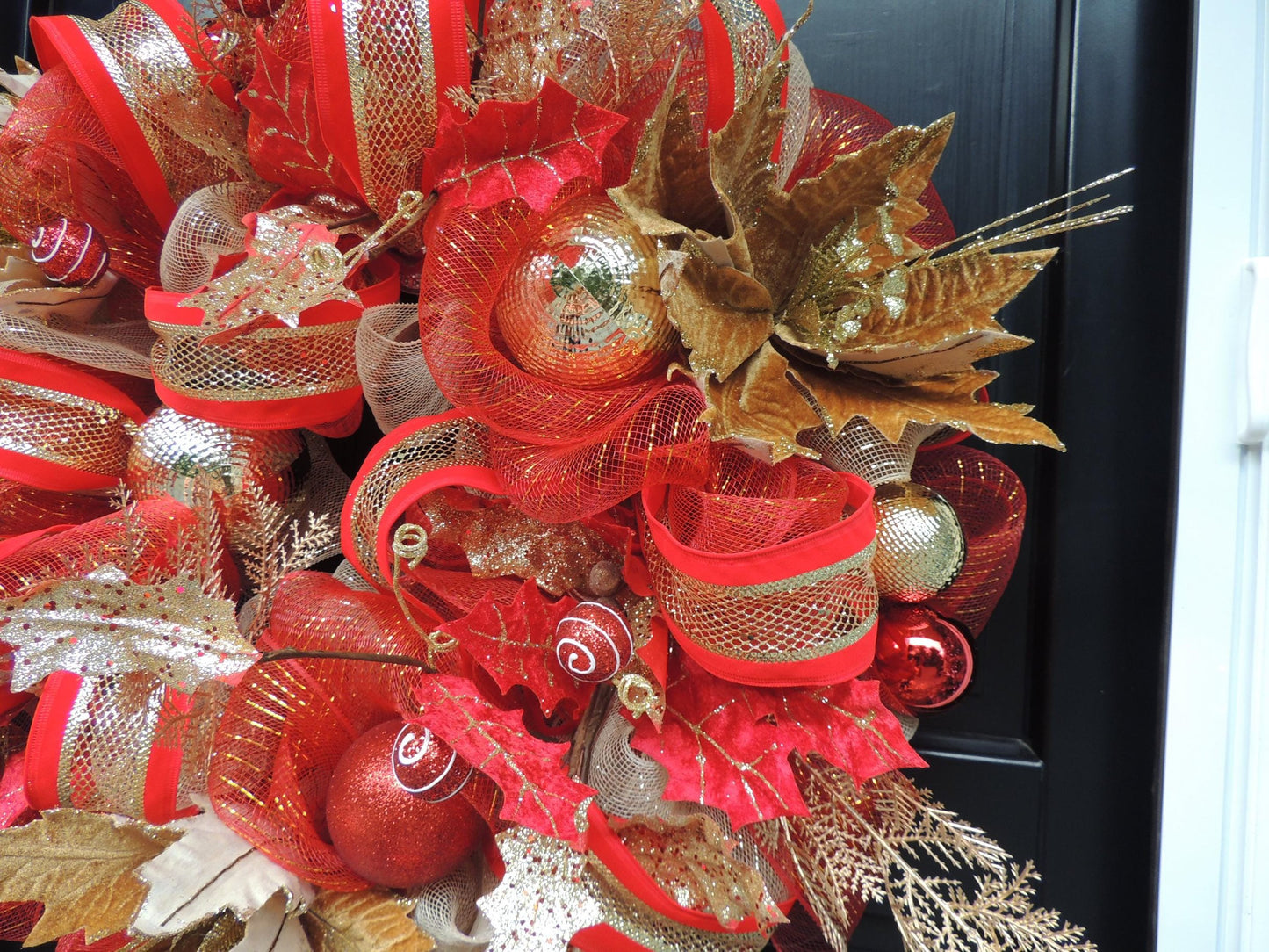 Luxury Christmas Wreath, Front Door Wreath, Home Christmas Decorations, holiday wreath, Gold Wreath, Red Door Wreath,Advent, Swag,Garland