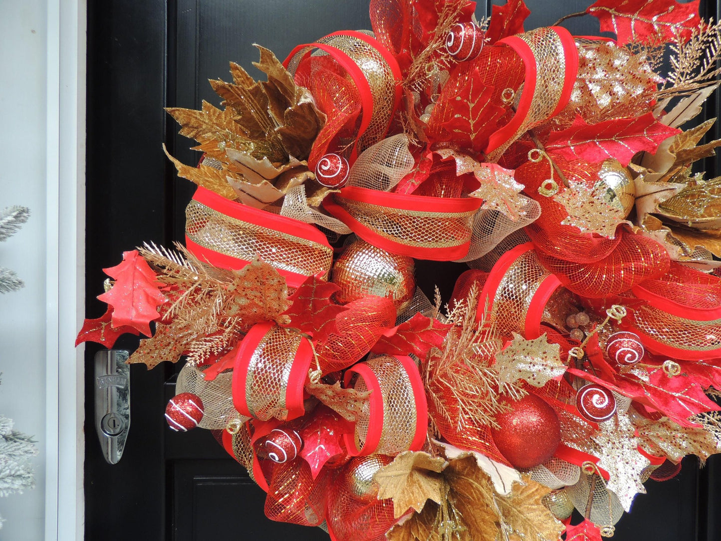 Luxury Christmas Wreath, Front Door Wreath, Home Christmas Decorations, holiday wreath, Gold Wreath, Red Door Wreath,Advent, Swag,Garland