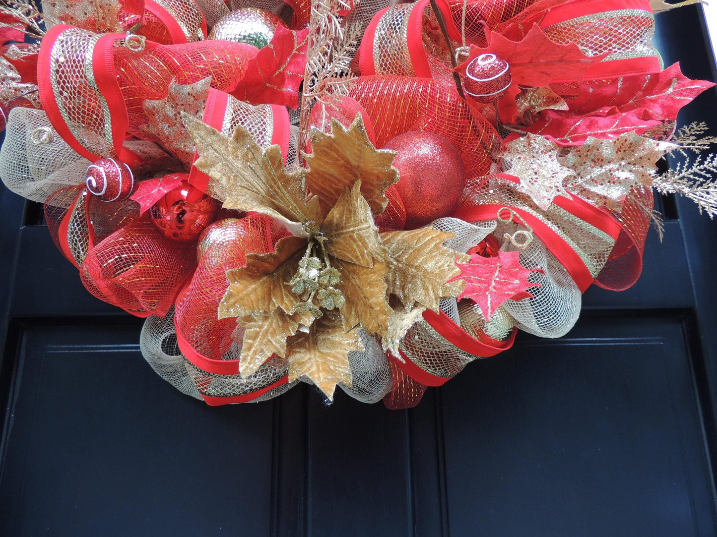 Luxury Christmas Wreath, Front Door Wreath, Home Christmas Decorations, holiday wreath, Gold Wreath, Red Door Wreath,Advent, Swag,Garland