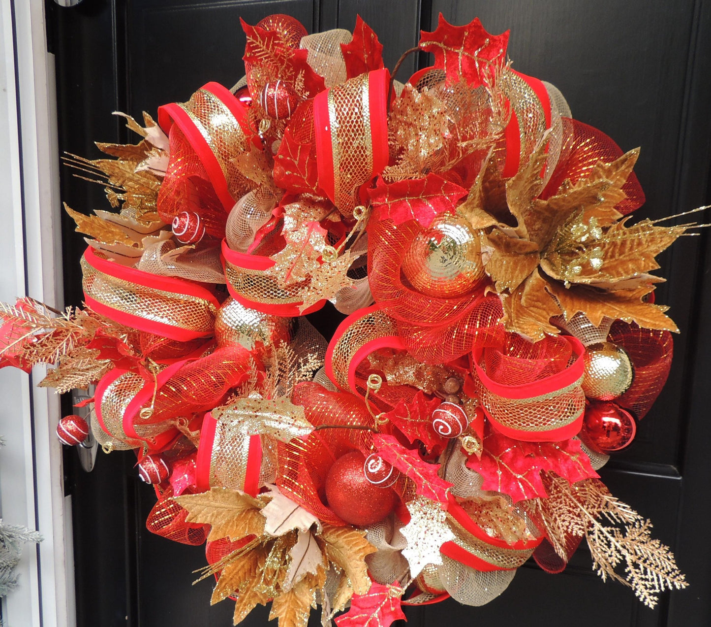 Luxury Christmas Wreath, Front Door Wreath, Home Christmas Decorations, holiday wreath, Gold Wreath, Red Door Wreath,Advent, Swag,Garland